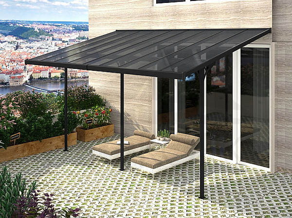 Pergola 557 x 305 cm (crni+sivi polikarbonat)